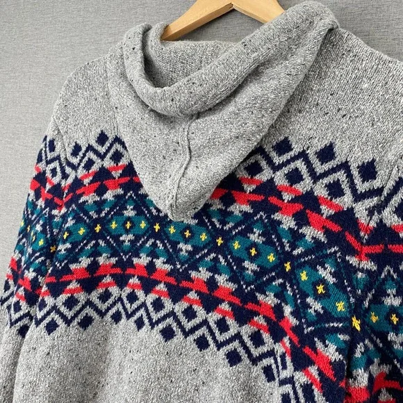 American Eagle Womens Fair Isle Hoodie Sweater Seriously Soft Size Medium - Picture 6 of 9